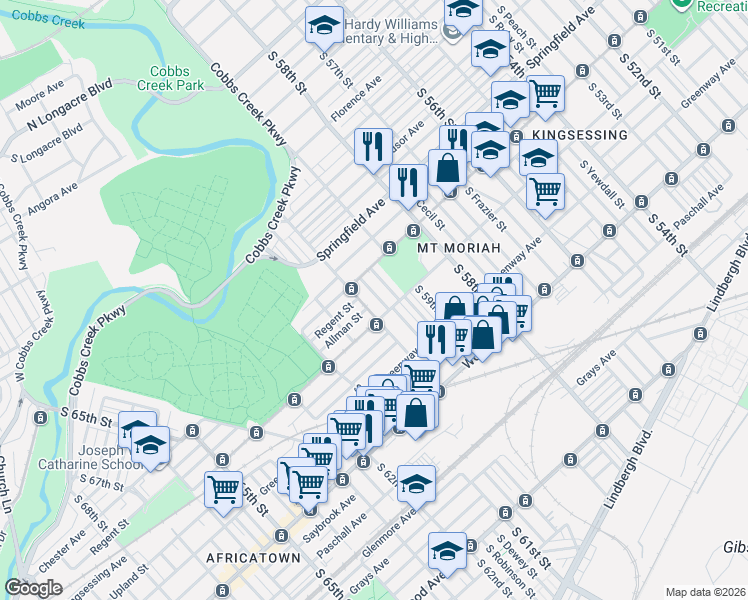 map of restaurants, bars, coffee shops, grocery stores, and more near in Philadelphia
