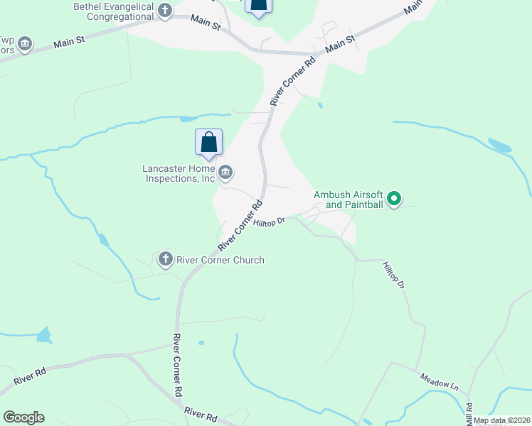 map of restaurants, bars, coffee shops, grocery stores, and more near 5 Hilltop Drive in Conestoga
