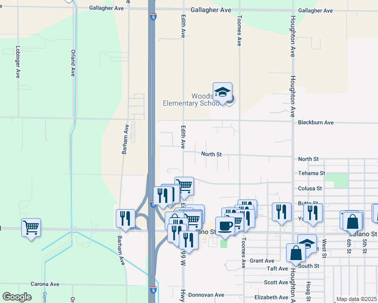 map of restaurants, bars, coffee shops, grocery stores, and more near 631 North Street in Corning
