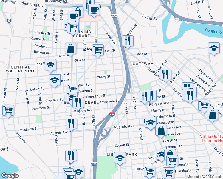 map of restaurants, bars, coffee shops, grocery stores, and more near 764 Mount Vernon Street in Camden
