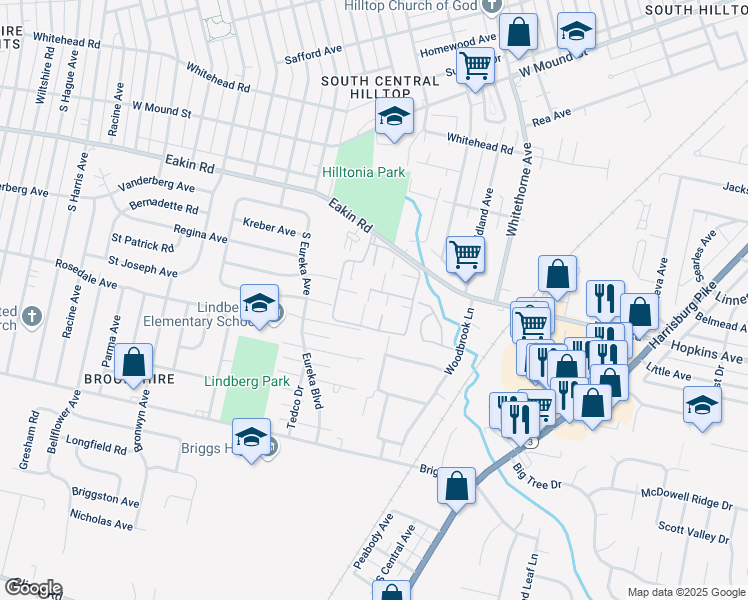 map of restaurants, bars, coffee shops, grocery stores, and more near 2444 Hardesty Drive South in Columbus