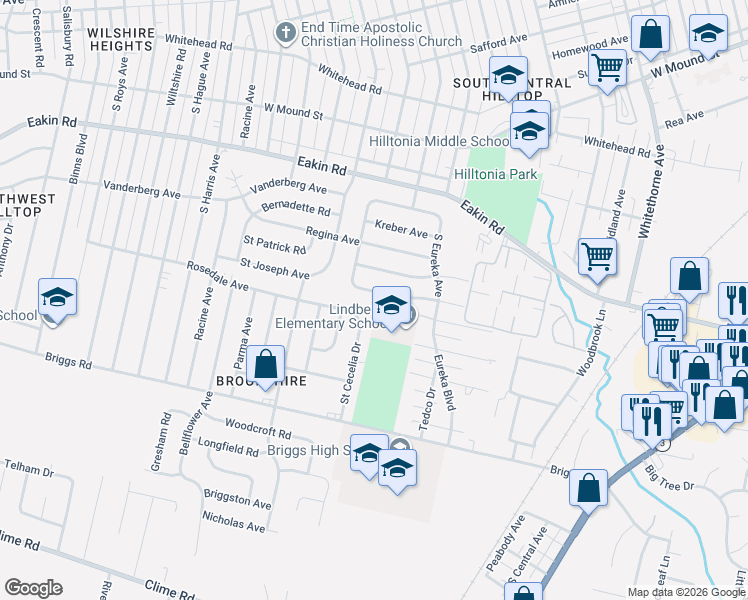 map of restaurants, bars, coffee shops, grocery stores, and more near 2571 Spaatz Avenue in Columbus