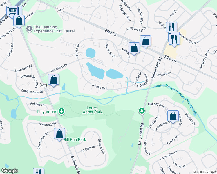 map of restaurants, bars, coffee shops, grocery stores, and more near 72B Sumac Court in Mount Laurel Township