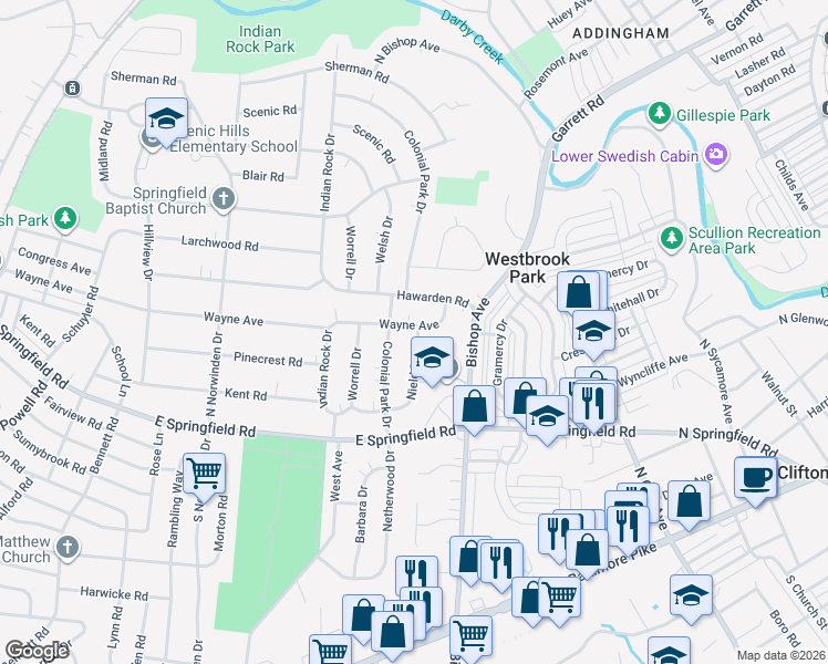 map of restaurants, bars, coffee shops, grocery stores, and more near 79 Nield Road in Springfield