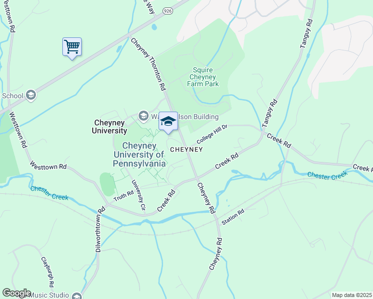 map of restaurants, bars, coffee shops, grocery stores, and more near in Delaware County