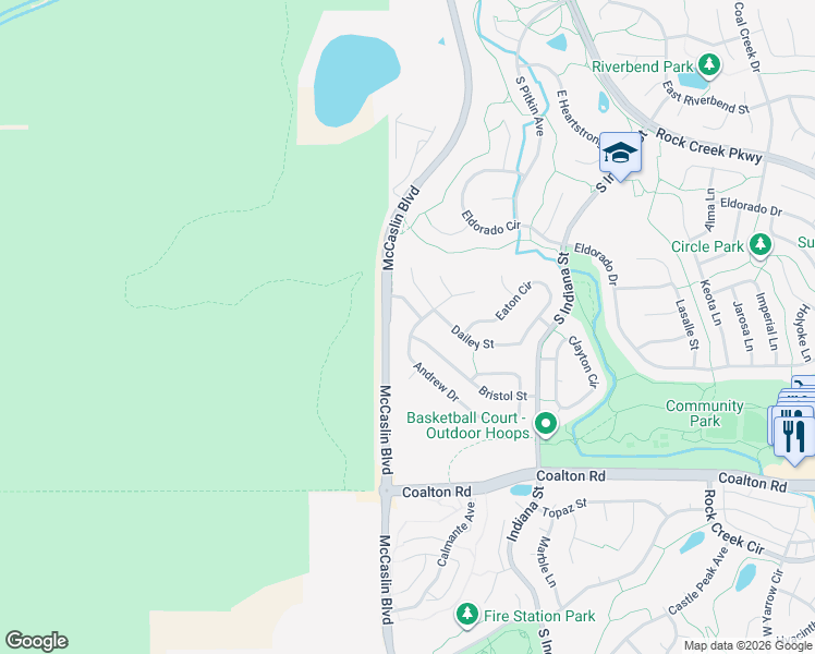 map of restaurants, bars, coffee shops, grocery stores, and more near 2235 Andrew Drive in Louisville