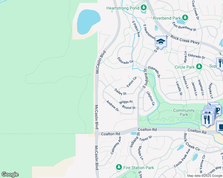 map of restaurants, bars, coffee shops, grocery stores, and more near 2252 Bristol Street in Superior