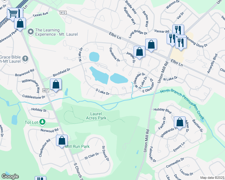 map of restaurants, bars, coffee shops, grocery stores, and more near 72B Sumac Court in Mount Laurel Township
