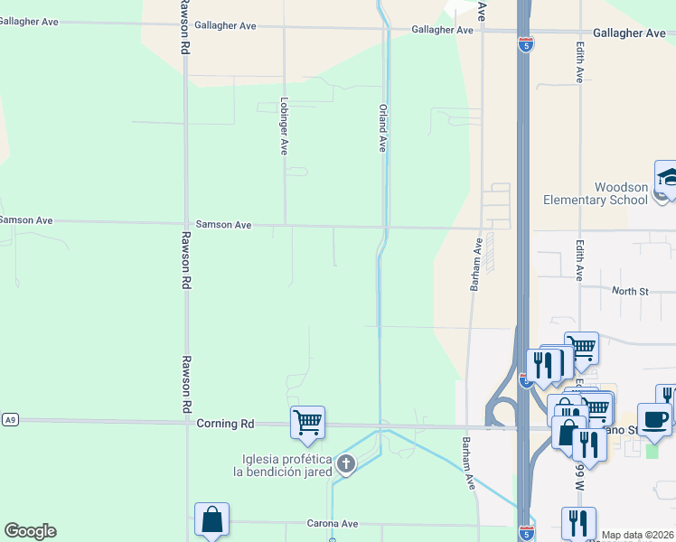 map of restaurants, bars, coffee shops, grocery stores, and more near 22189 Samson Avenue in Corning