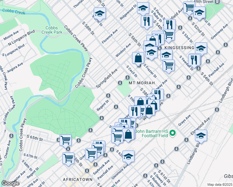 map of restaurants, bars, coffee shops, grocery stores, and more near 1920 South Redfield Street in Philadelphia