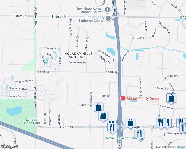 map of restaurants, bars, coffee shops, grocery stores, and more near 2881 Stoneridge Court in Carmel