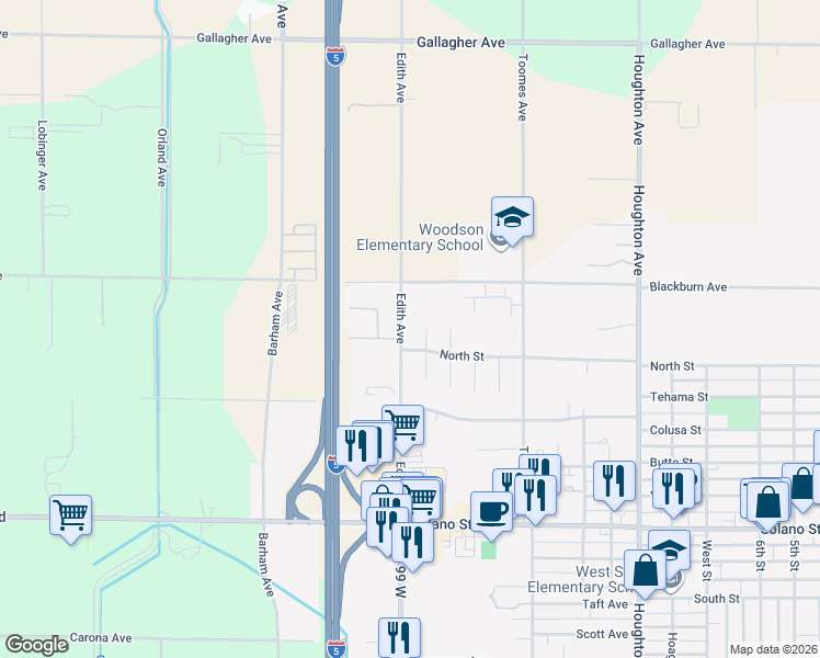 map of restaurants, bars, coffee shops, grocery stores, and more near in Corning