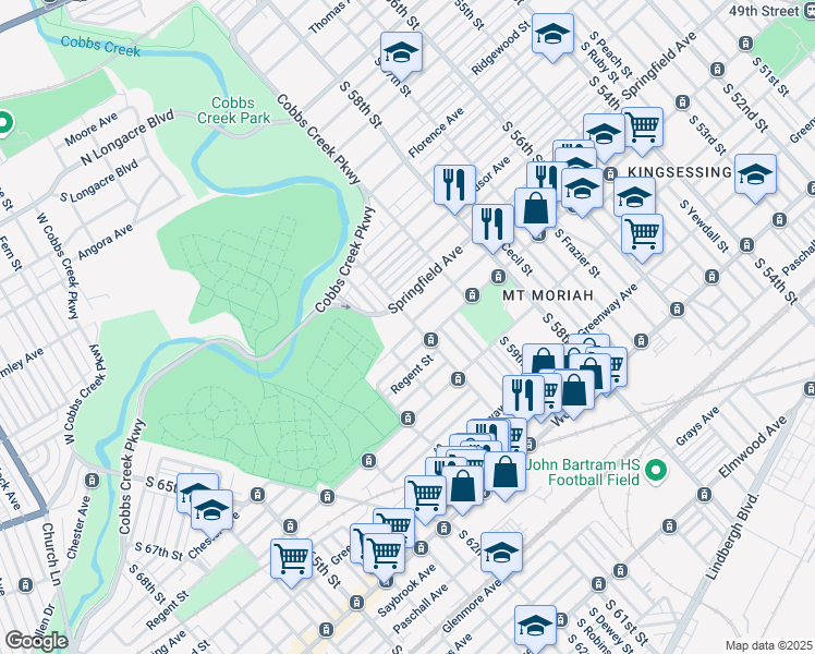 map of restaurants, bars, coffee shops, grocery stores, and more near in Philadelphia