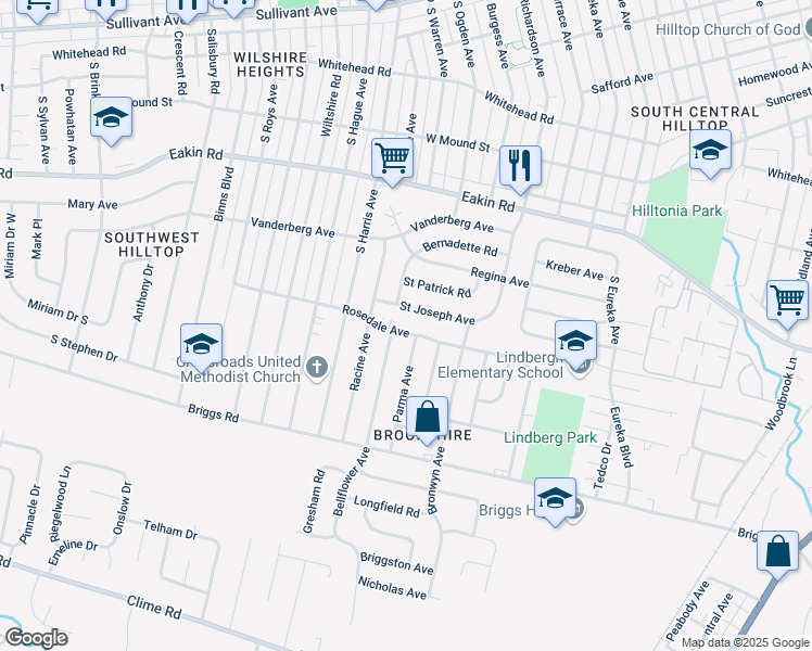 map of restaurants, bars, coffee shops, grocery stores, and more near 2781 Saint Joseph Avenue in Columbus