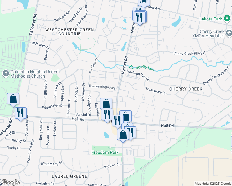 map of restaurants, bars, coffee shops, grocery stores, and more near 769 Green Brothers Boulevard in Galloway