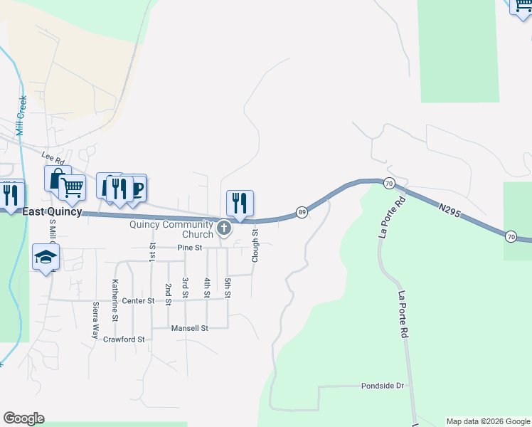 map of restaurants, bars, coffee shops, grocery stores, and more near 2381 East Main Street in Quincy