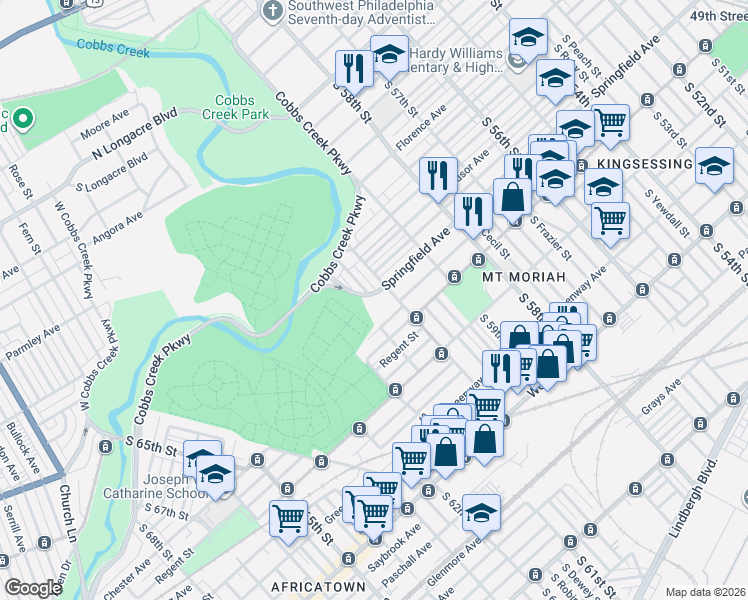 map of restaurants, bars, coffee shops, grocery stores, and more near in Philadelphia