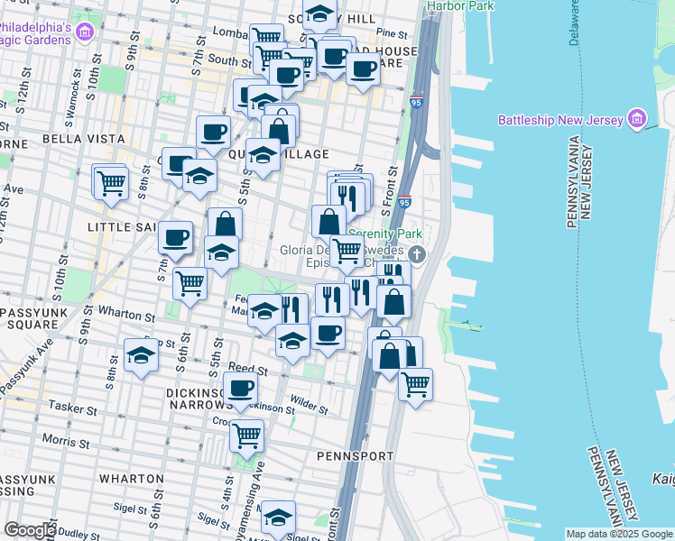 map of restaurants, bars, coffee shops, grocery stores, and more near 1014 South 2nd Street in Philadelphia