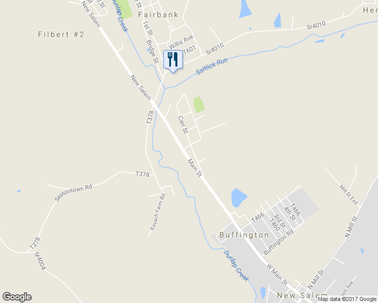 map of restaurants, bars, coffee shops, grocery stores, and more near 121 Carr Street in New Salem