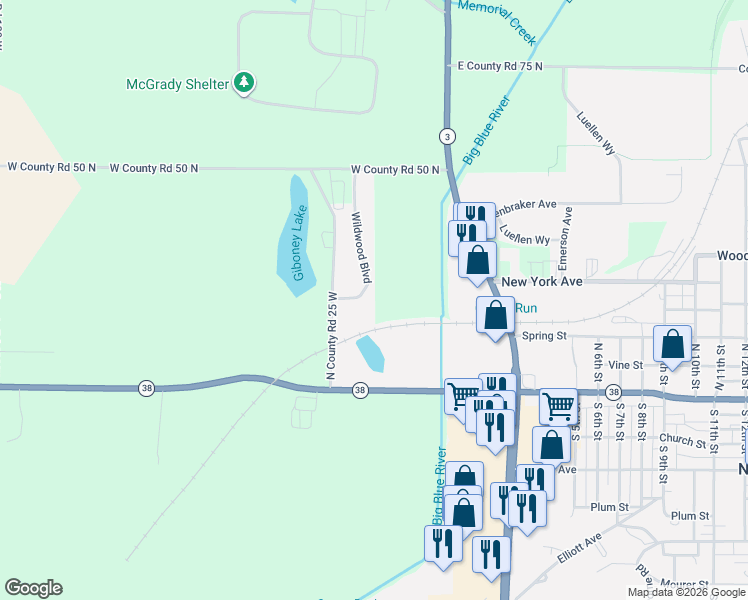 map of restaurants, bars, coffee shops, grocery stores, and more near 126 Wildwood Blvd in New Castle