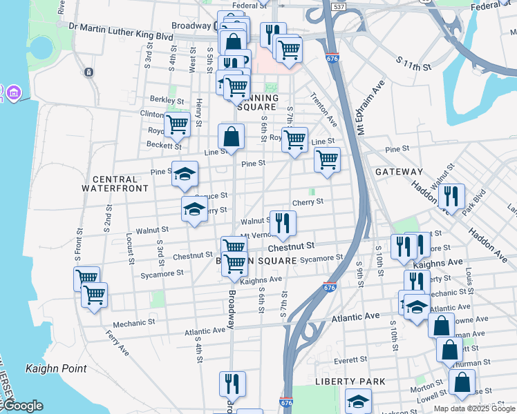 map of restaurants, bars, coffee shops, grocery stores, and more near 931 Newton Avenue in Camden