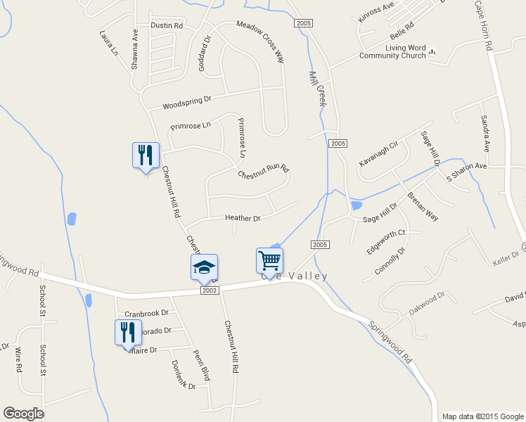 map of restaurants, bars, coffee shops, grocery stores, and more near 2755 Heather Drive in York