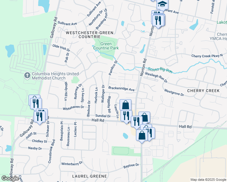 map of restaurants, bars, coffee shops, grocery stores, and more near 5680 Idella Drive in Galloway