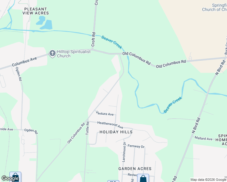 map of restaurants, bars, coffee shops, grocery stores, and more near 998 Old Columbus Road in Springfield