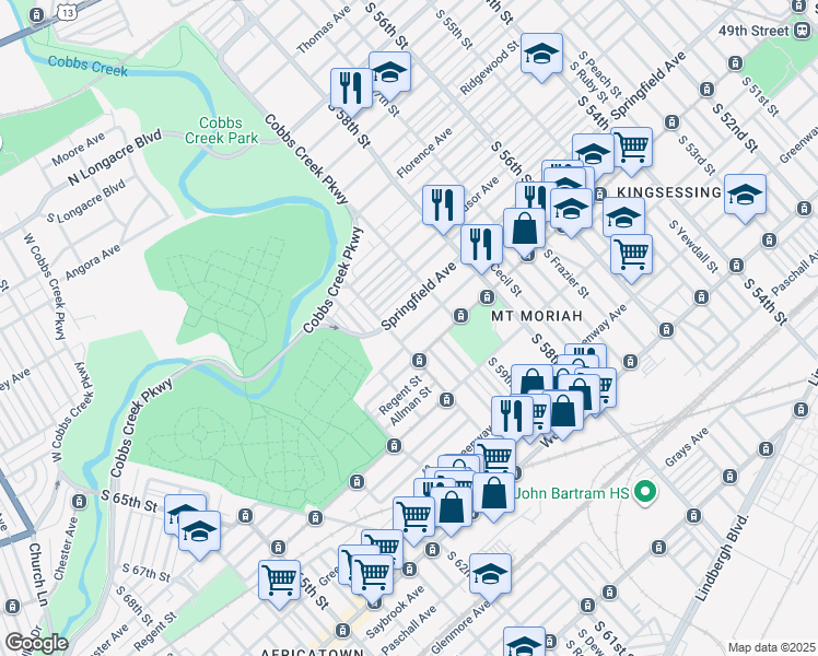 map of restaurants, bars, coffee shops, grocery stores, and more near in Philadelphia