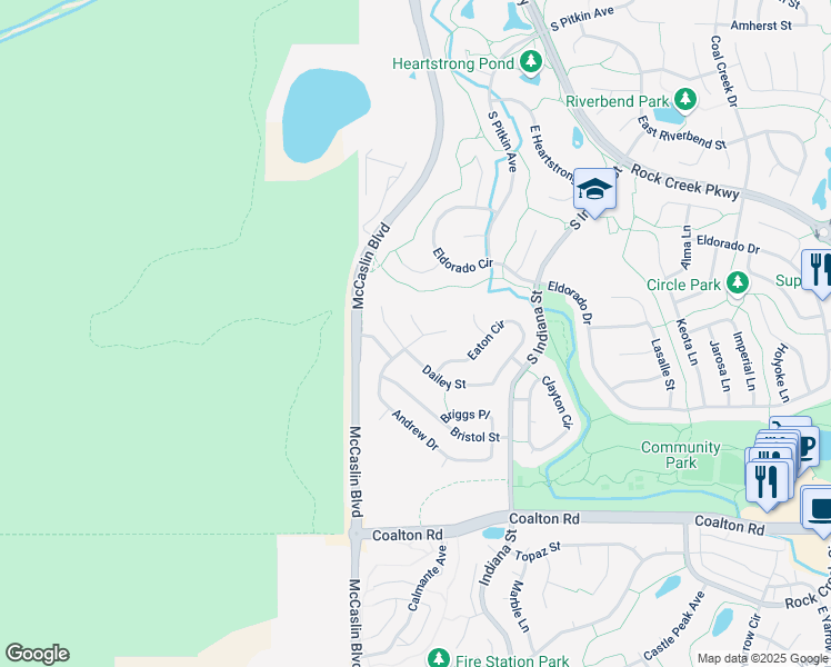 map of restaurants, bars, coffee shops, grocery stores, and more near 2057 Erie Lane in Superior