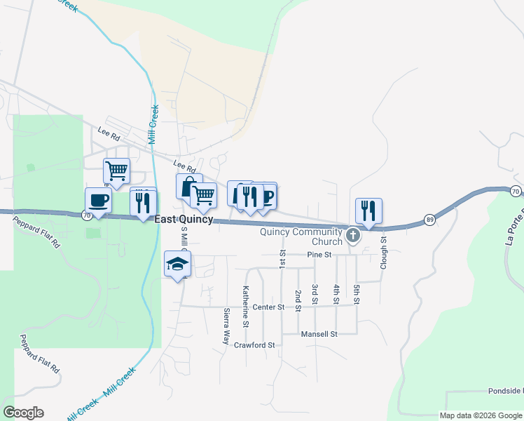 map of restaurants, bars, coffee shops, grocery stores, and more near 2050 Lee Road in Quincy