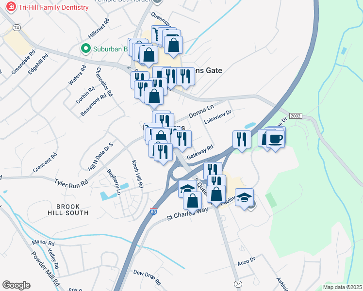map of restaurants, bars, coffee shops, grocery stores, and more near 9 Barshinger Avenue in York