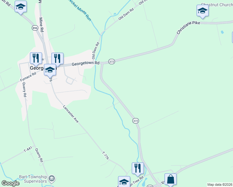 map of restaurants, bars, coffee shops, grocery stores, and more near 1227 Georgetown Road in Christiana