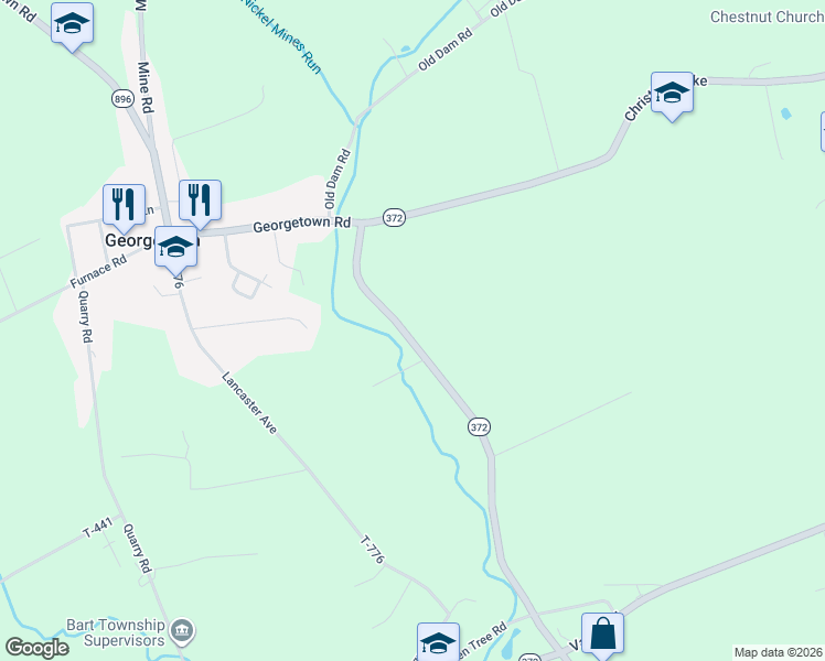 map of restaurants, bars, coffee shops, grocery stores, and more near 1227 Georgetown Road in Christiana