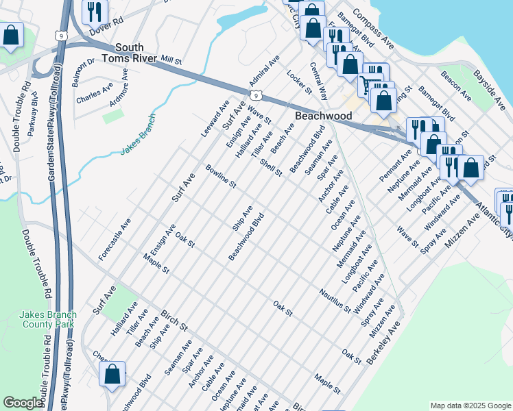 map of restaurants, bars, coffee shops, grocery stores, and more near 501 Beachwood Boulevard in Beachwood