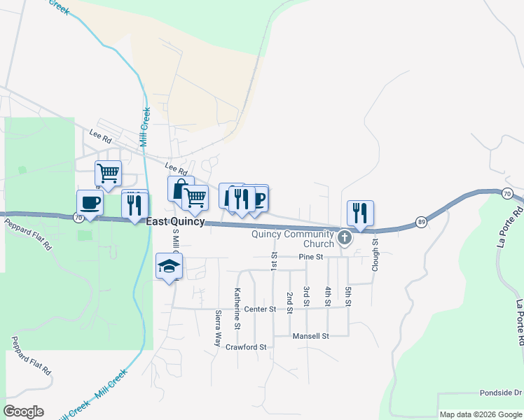 map of restaurants, bars, coffee shops, grocery stores, and more near 2050 Lee Rd in Quincy