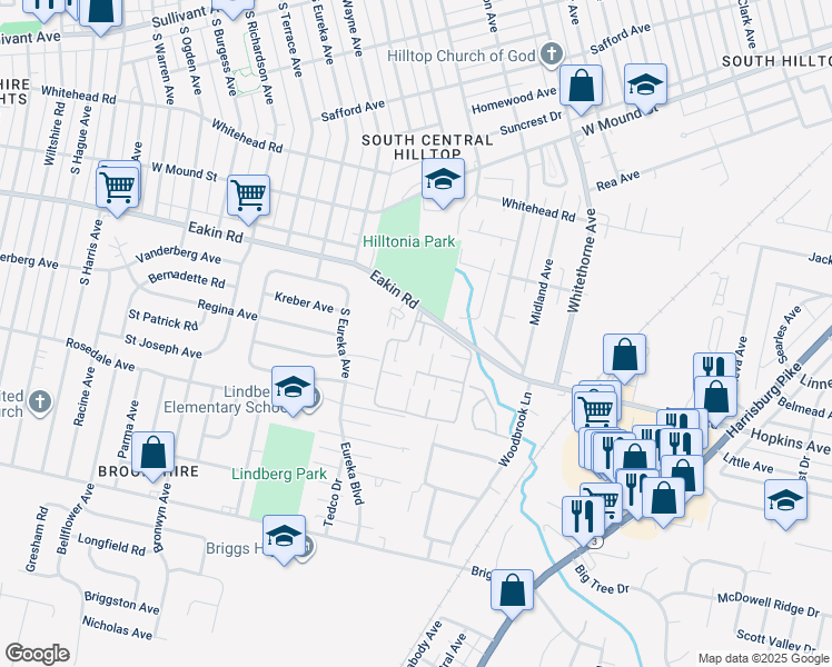 map of restaurants, bars, coffee shops, grocery stores, and more near 2369 Hardesty Place West in Columbus