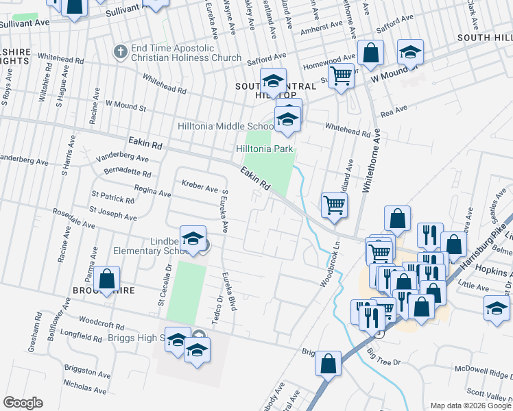 map of restaurants, bars, coffee shops, grocery stores, and more near 2369 Hardesty Place West in Columbus