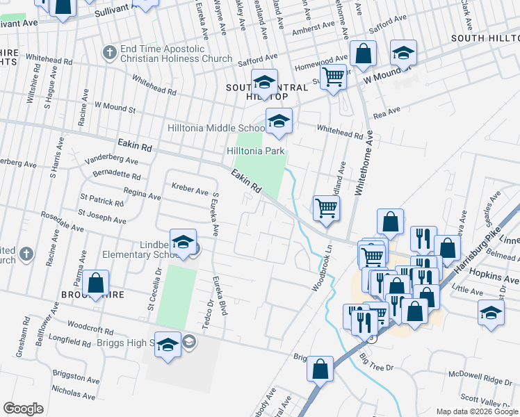 map of restaurants, bars, coffee shops, grocery stores, and more near 2369 Hardesty Place West in Columbus