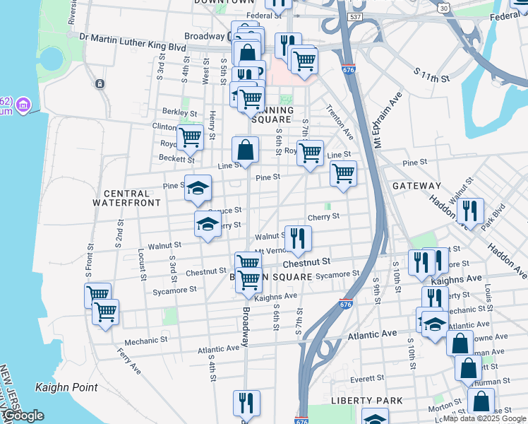 map of restaurants, bars, coffee shops, grocery stores, and more near 931 Newton Avenue in Camden