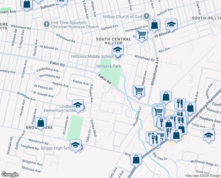 map of restaurants, bars, coffee shops, grocery stores, and more near 2369 Hardesty Place West in Columbus