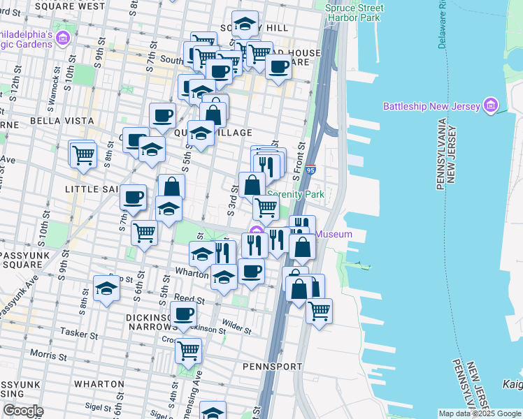 map of restaurants, bars, coffee shops, grocery stores, and more near 926 South 2nd Street in Philadelphia