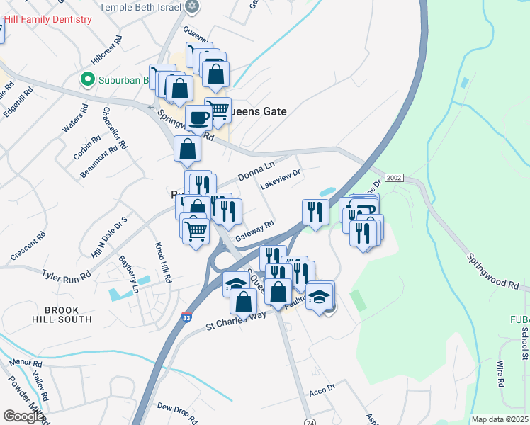 map of restaurants, bars, coffee shops, grocery stores, and more near 2120 Louise Avenue in York