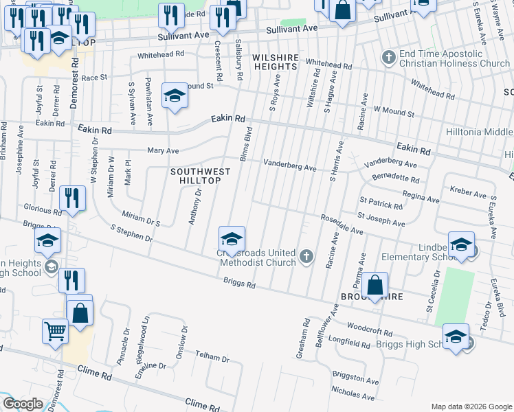 map of restaurants, bars, coffee shops, grocery stores, and more near 984 Chestershire Road in Columbus