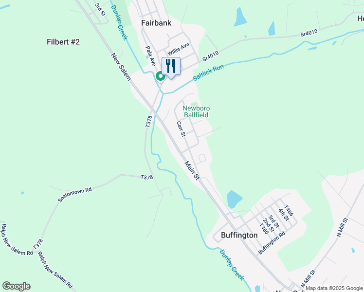 map of restaurants, bars, coffee shops, grocery stores, and more near 121 Carr Street in New Salem