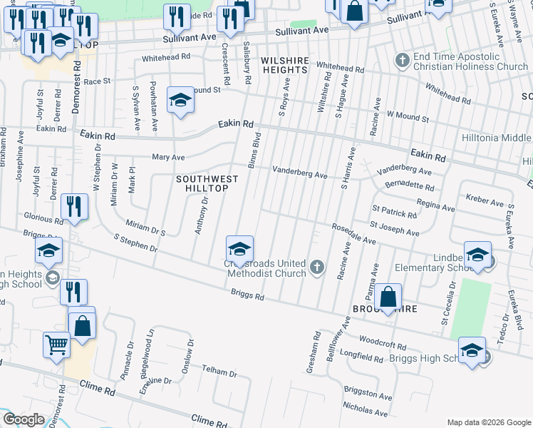 map of restaurants, bars, coffee shops, grocery stores, and more near 984 Chestershire Road in Columbus