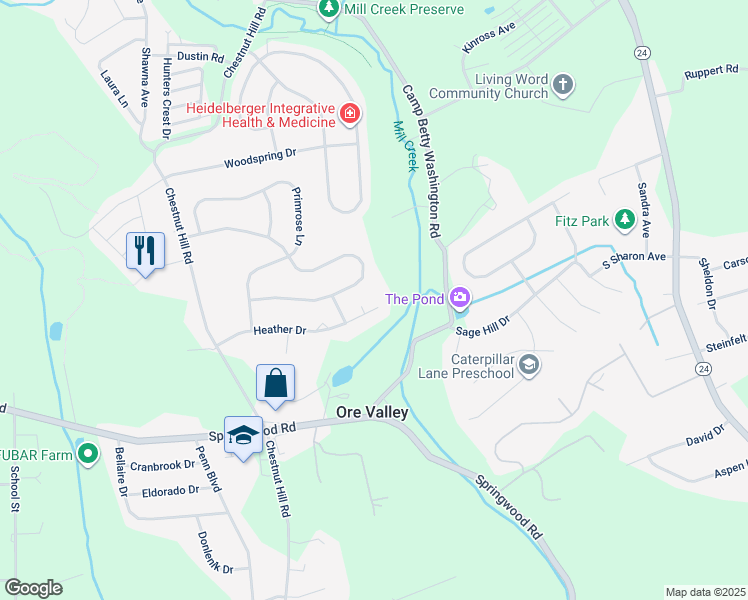 map of restaurants, bars, coffee shops, grocery stores, and more near 2793 Heather Drive in York