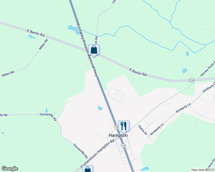 map of restaurants, bars, coffee shops, grocery stores, and more near 5611 Carlisle Pike in New Oxford