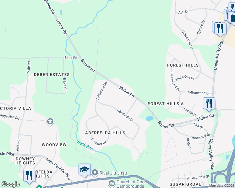 map of restaurants, bars, coffee shops, grocery stores, and more near 646 Aberfelda Dr in Springfield