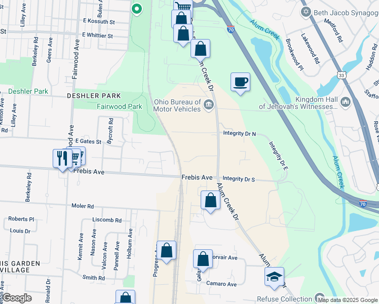 map of restaurants, bars, coffee shops, grocery stores, and more near 2000 Regency Manor Cir in Columbus
